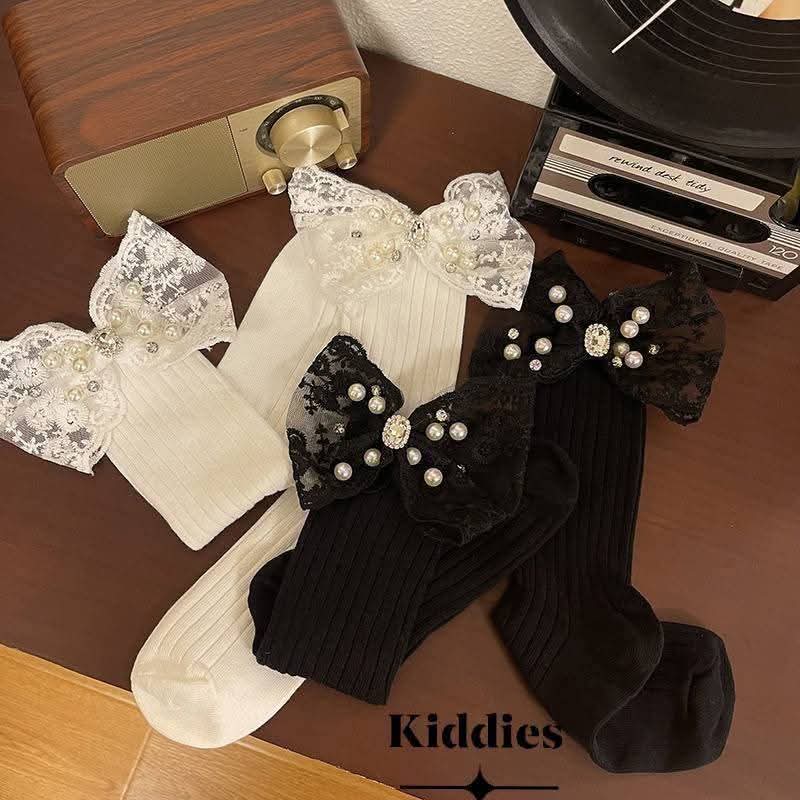 Rhinestone party bow sock