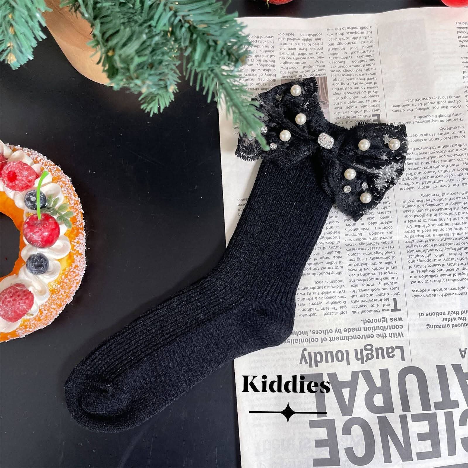 Rhinestone party bow sock