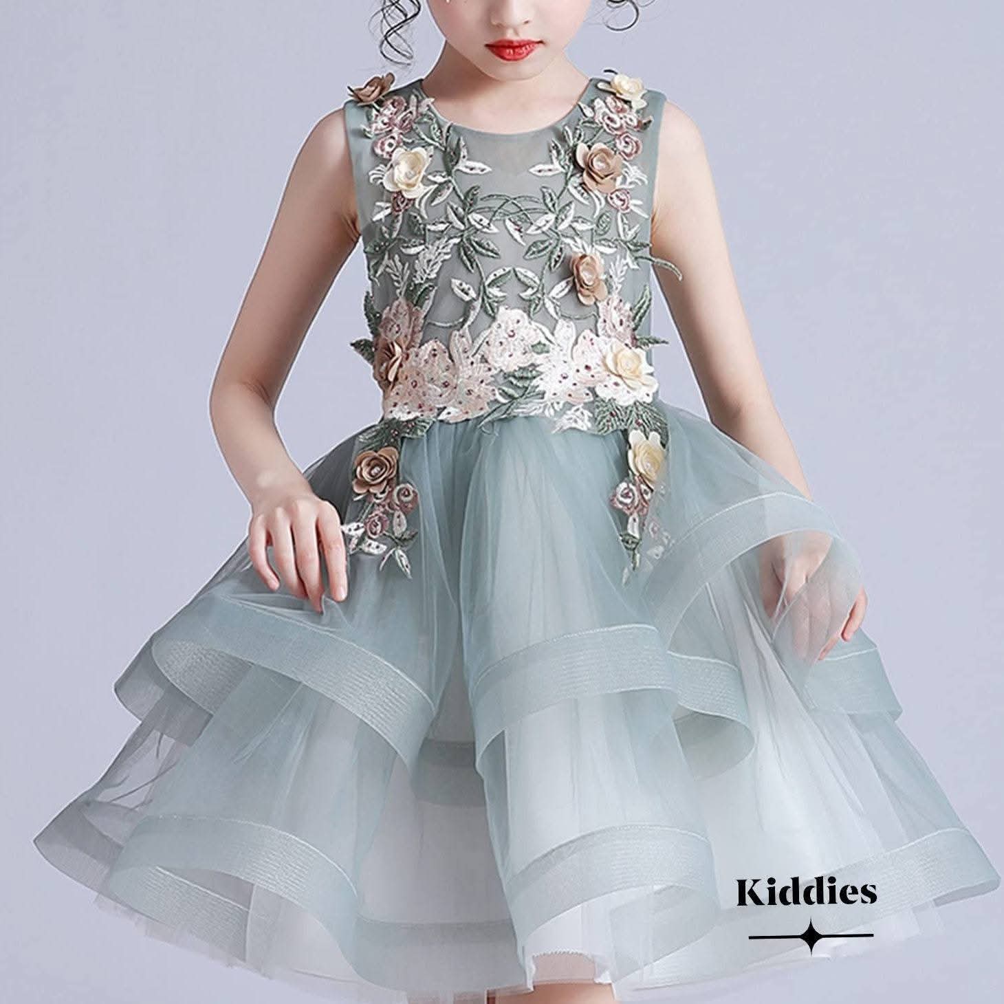 Aqua flower Party dress