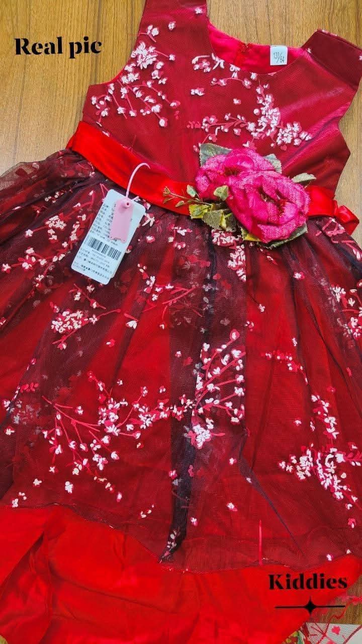 Red Cherry Long Tail Frock Dress