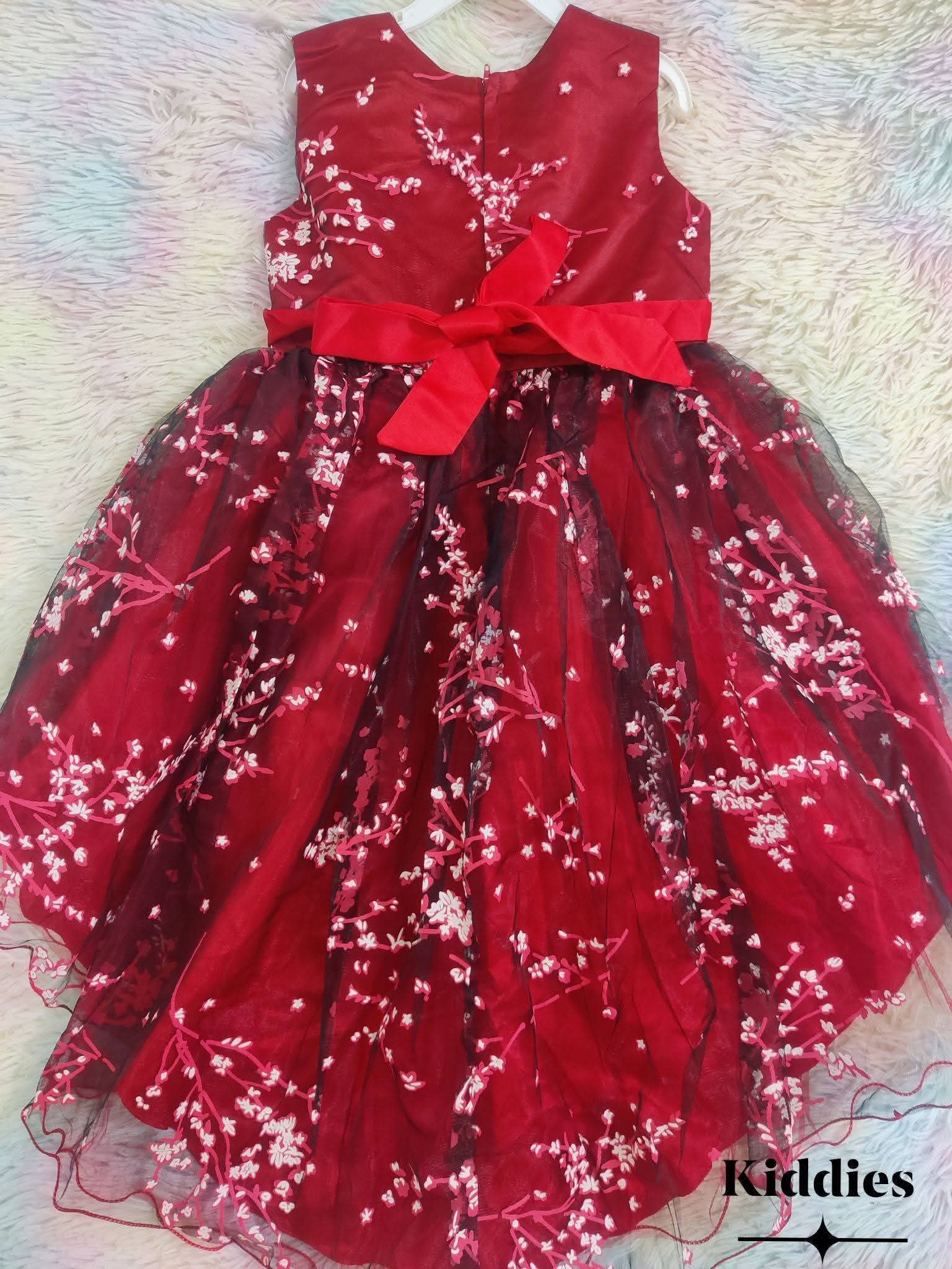 Red Cherry Long Tail Frock Dress