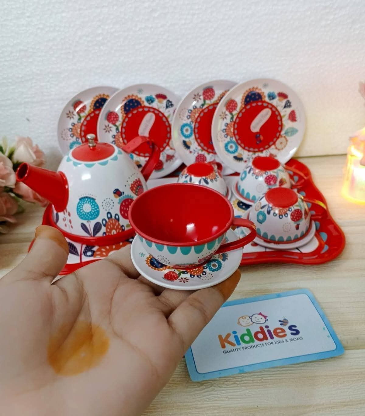 14 pcs Floral Metal tea set