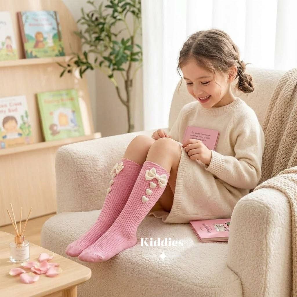 Bow Heart long socks