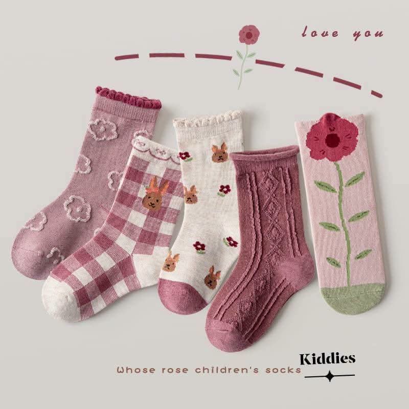 Flower Design 5 pair  Socks  set