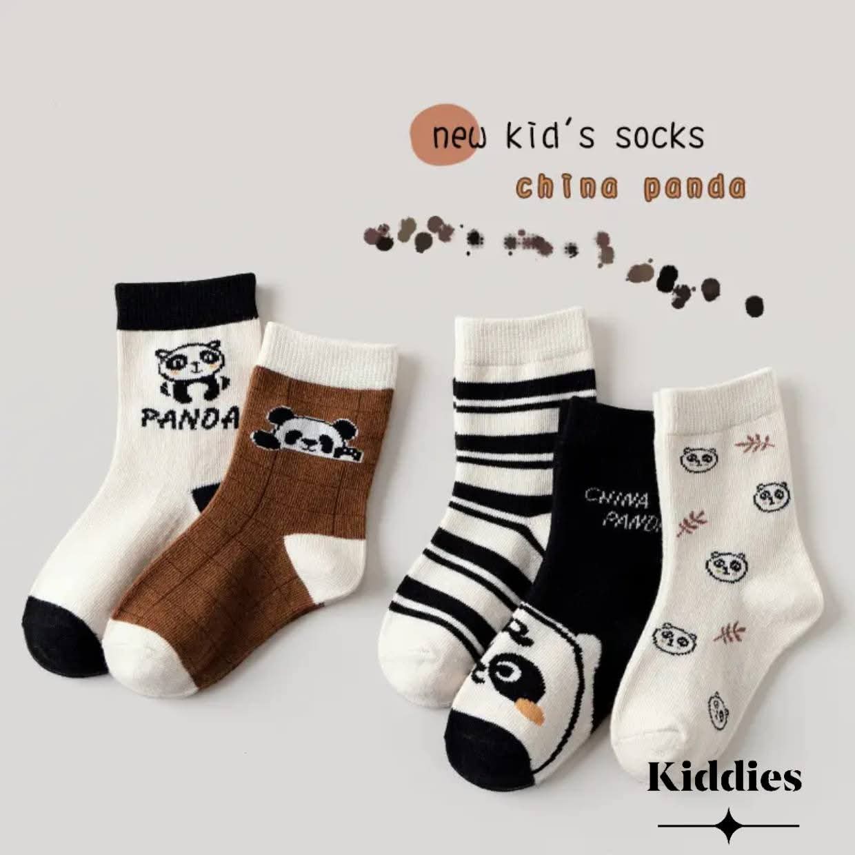 Cute Panda Design socks set 5 pair set with Anti slip